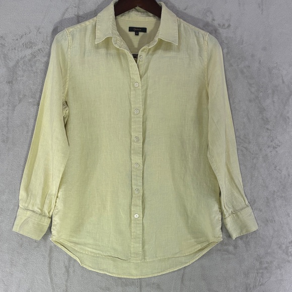 Quince Soft Yellow Long Sleeve Linen Button Down Shirt Size XS - Picture 1 of 7